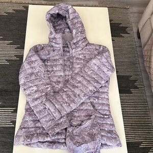 Purple packable down jacket with removable hood lululemon size 12